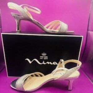 Nina Nelena-YF Silver Dreamland Evening Heels-Pre-Owned